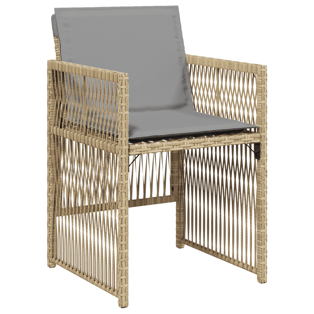5-tlg. Garten-Essgruppe mit Kissen Beigemischung Poly Rattan
