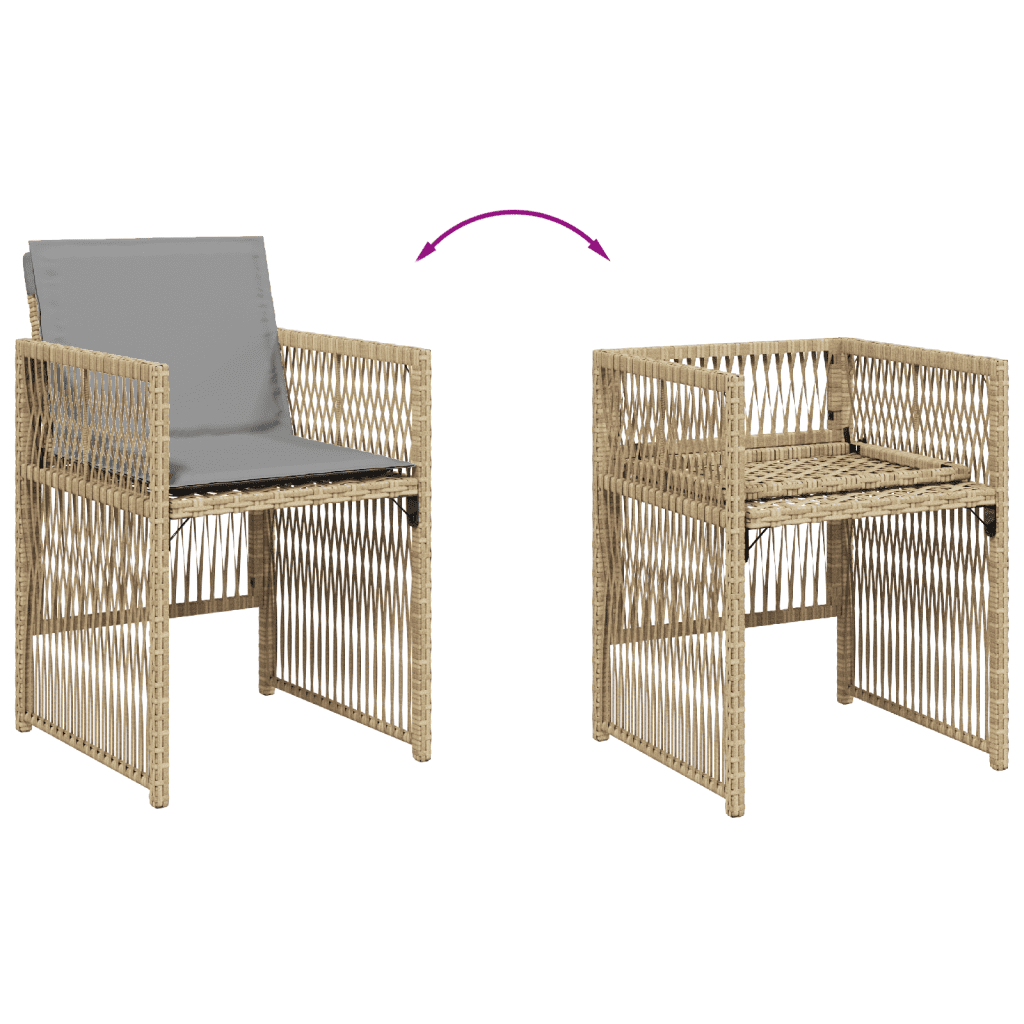 5-tlg. Garten-Essgruppe mit Kissen Beigemischung Poly Rattan