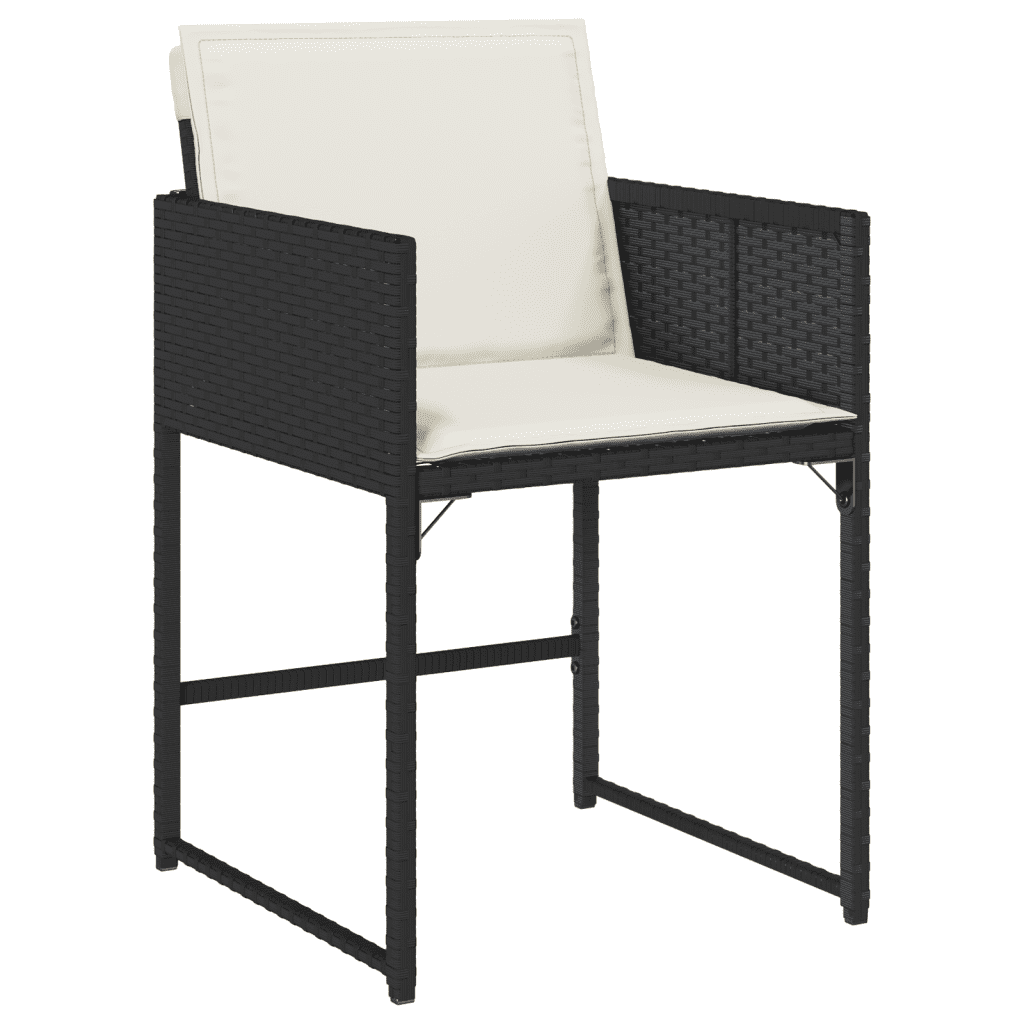 5-tlg. Garten-Essgruppe mit Kissen Schwarz Poly Rattan