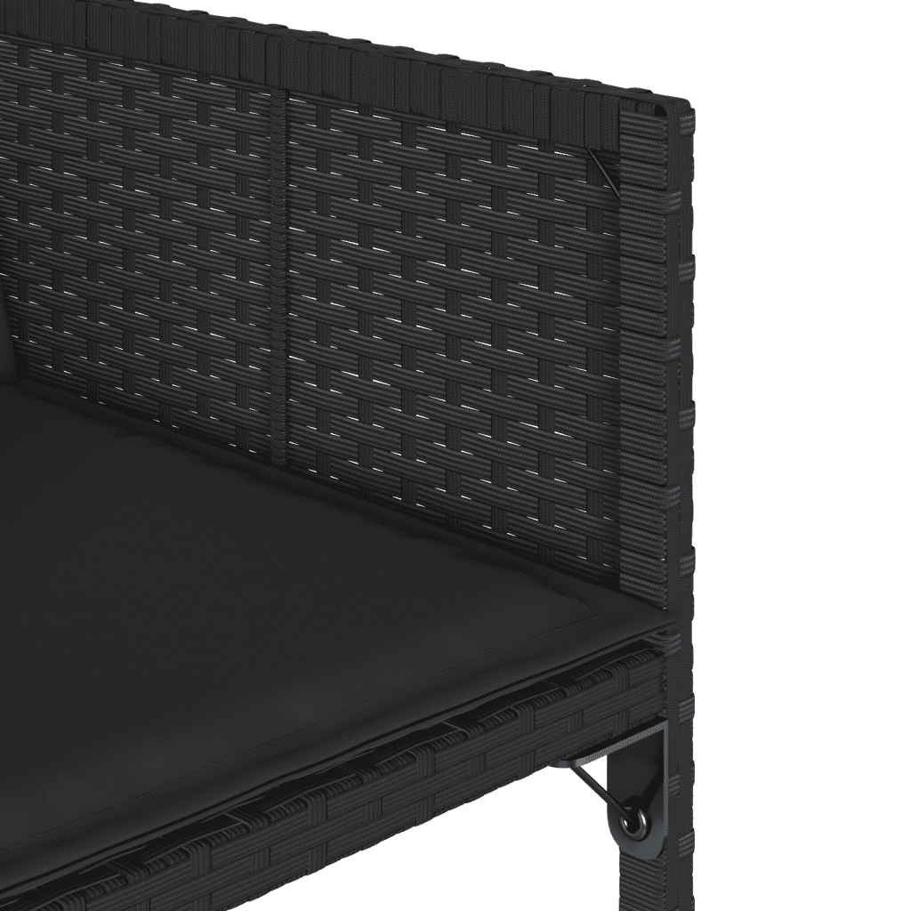9-tlg. Garten-Essgruppe mit Kissen Schwarz Poly Rattan