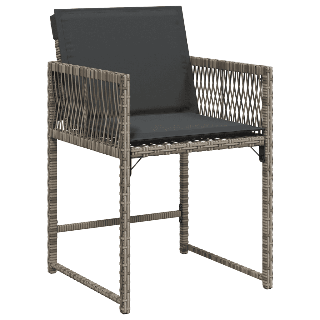 9-tlg. Garten-Essgruppe mit Kissen Grau Poly Rattan