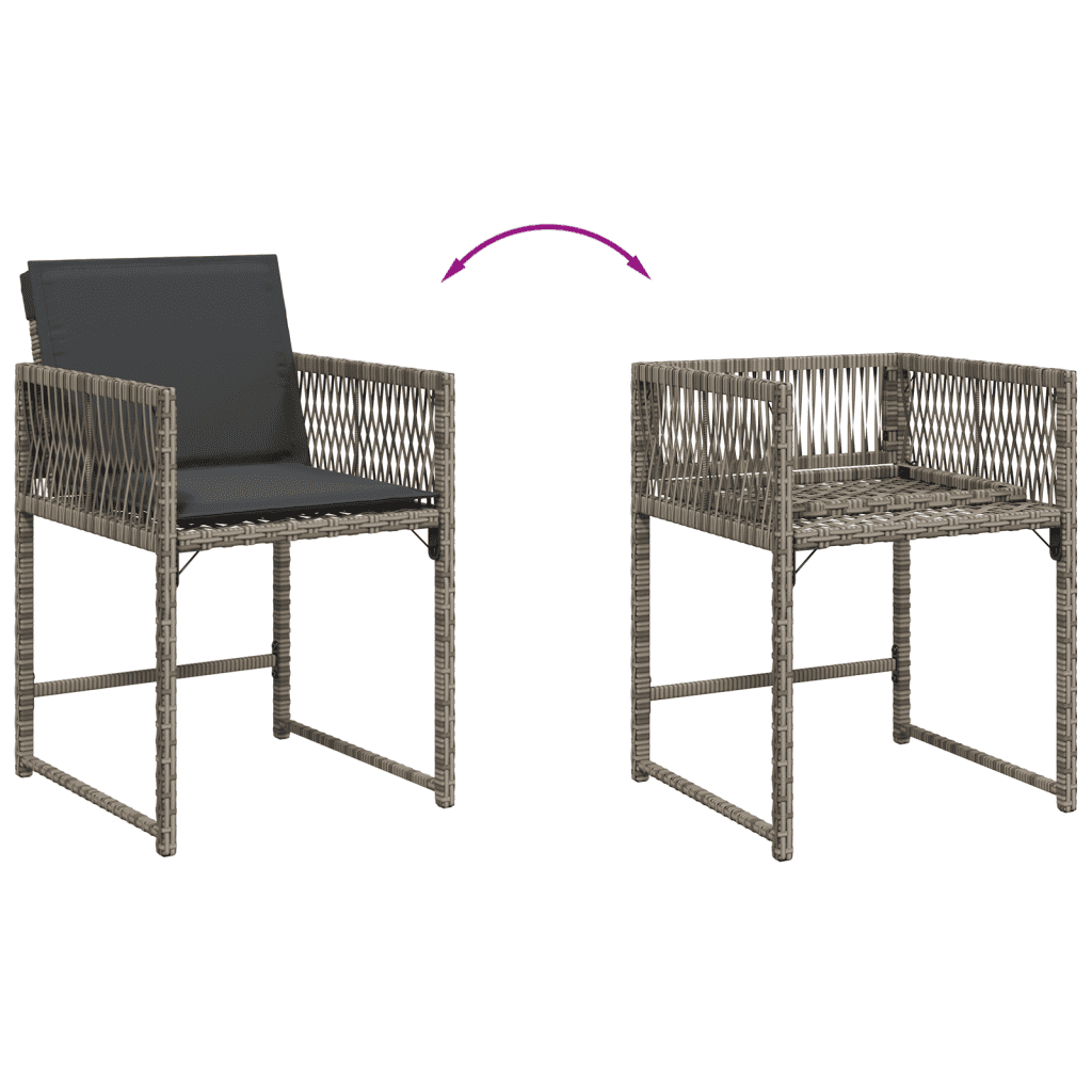 15-tlg. Garten-Essgruppe mit Kissen Grau Poly Rattan