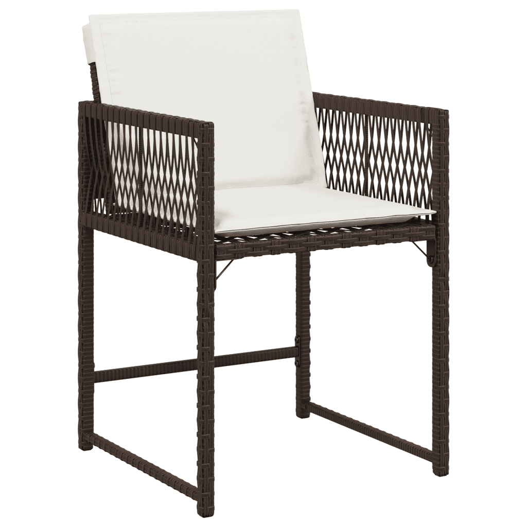 9-tlg. Garten-Essgruppe mit Kissen Braun Poly Rattan