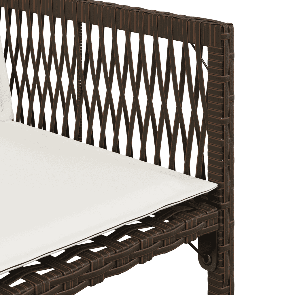5-tlg. Garten-Essgruppe mit Kissen Braun Poly Rattan