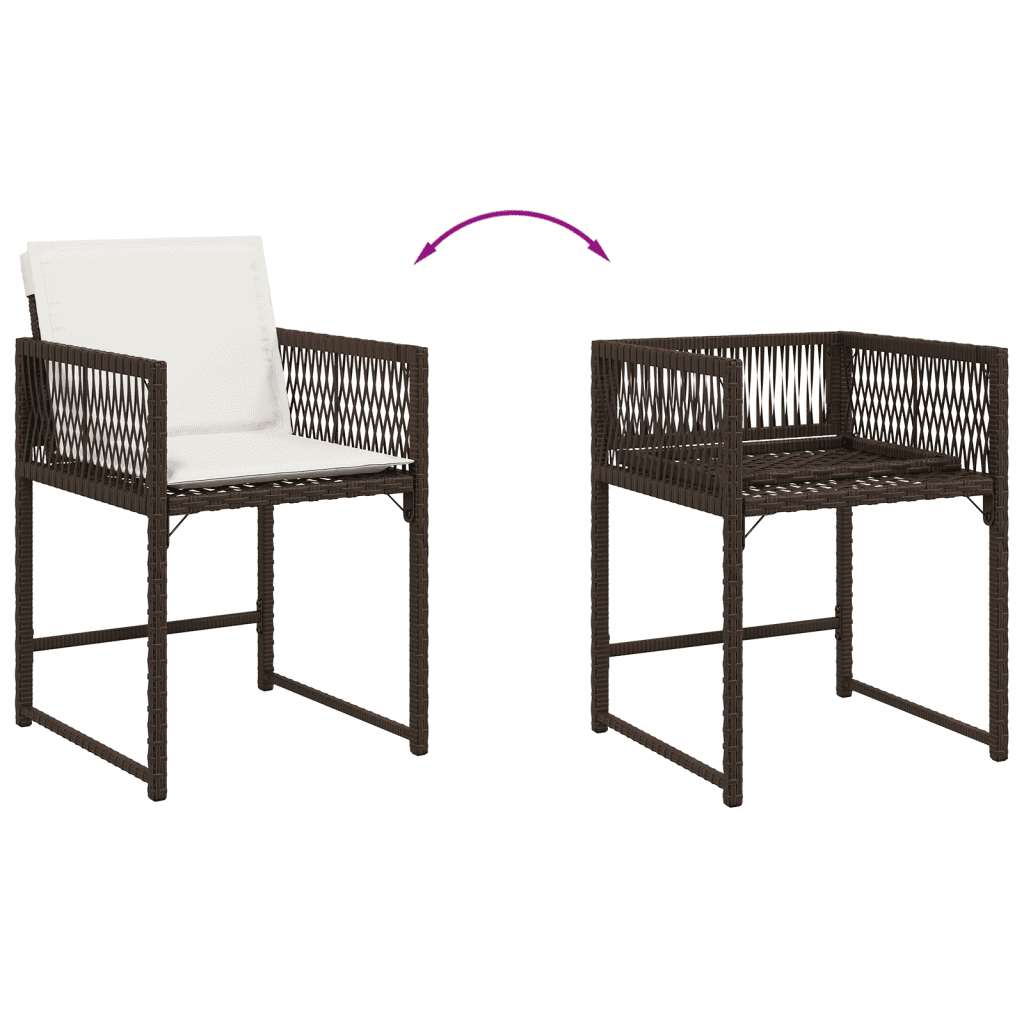 5-tlg. Garten-Essgruppe mit Kissen Braun Poly Rattan