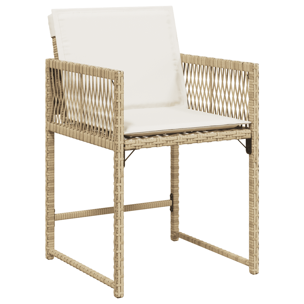 5-tlg. Garten-Essgruppe mit Kissen Beige Poly Rattan