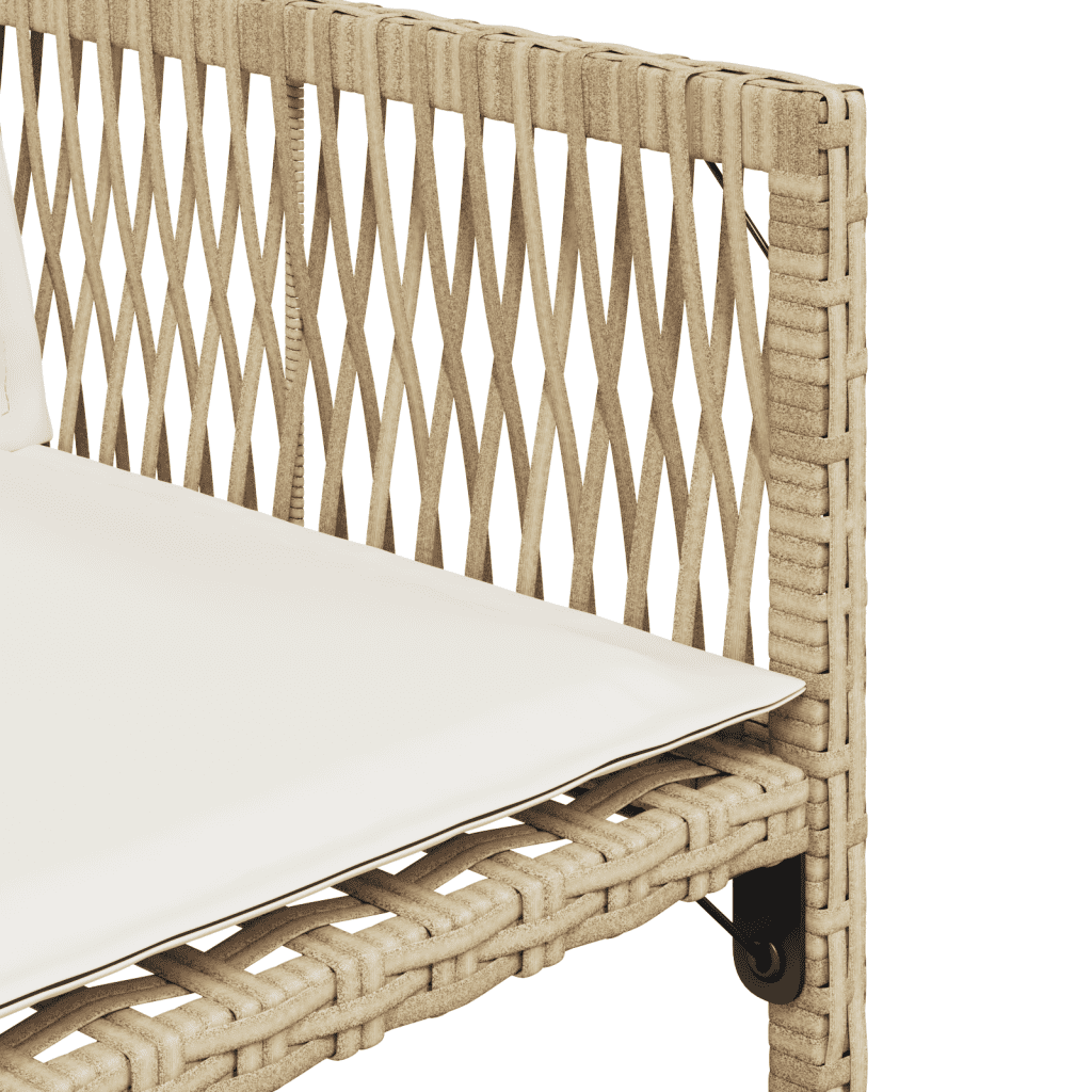 5-tlg. Garten-Essgruppe mit Kissen Beige Poly Rattan
