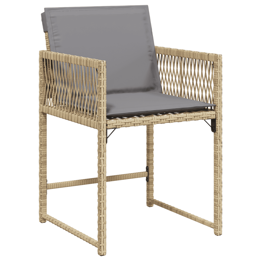 9-tlg. Garten-Essgruppe mit Kissen Beigemischung Poly Rattan