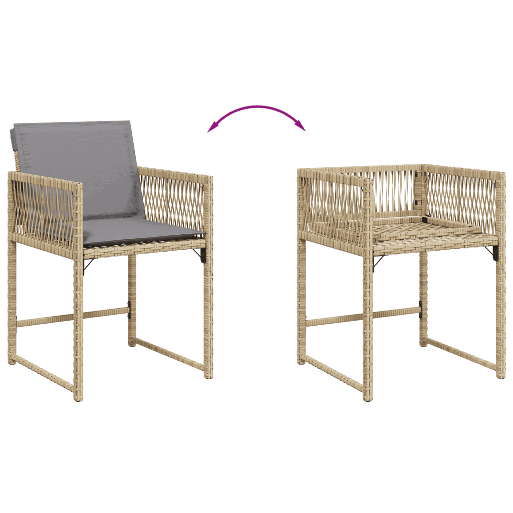 11-tlg. Garten-Essgruppe mit Kissen Beigemischung Poly Rattan