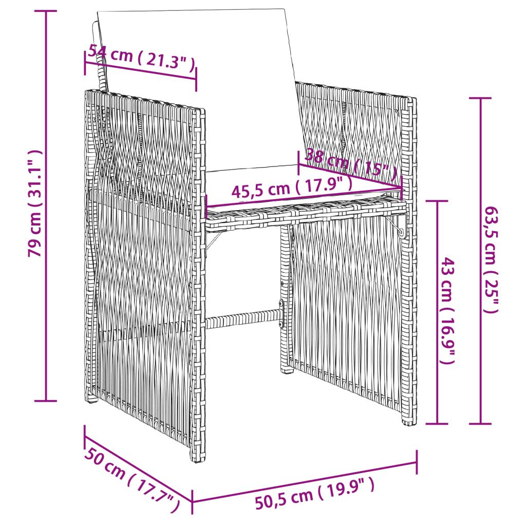 9-tlg. Garten-Essgruppe mit Kissen Beigemischung Poly Rattan