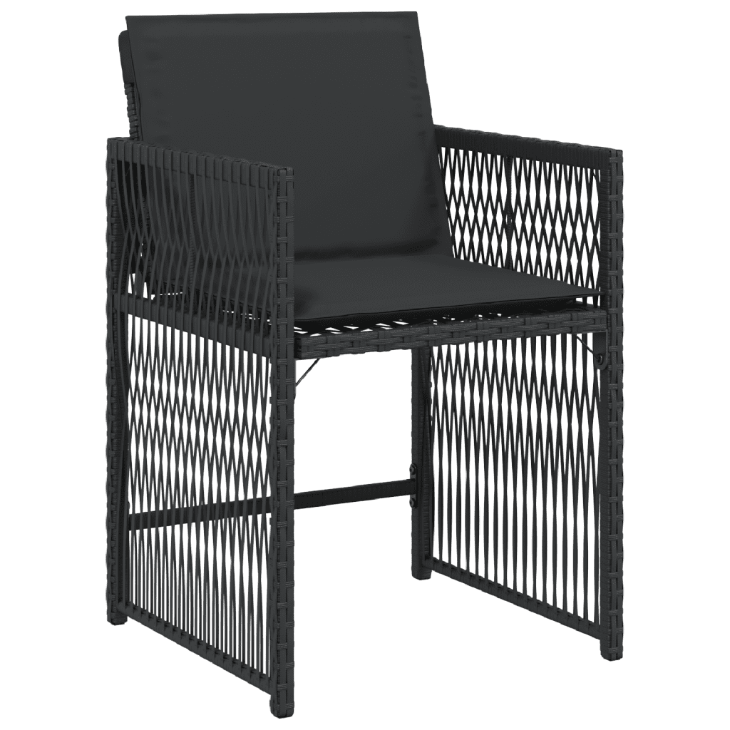 13-tlg. Garten-Essgruppe mit Kissen Schwarz Poly Rattan