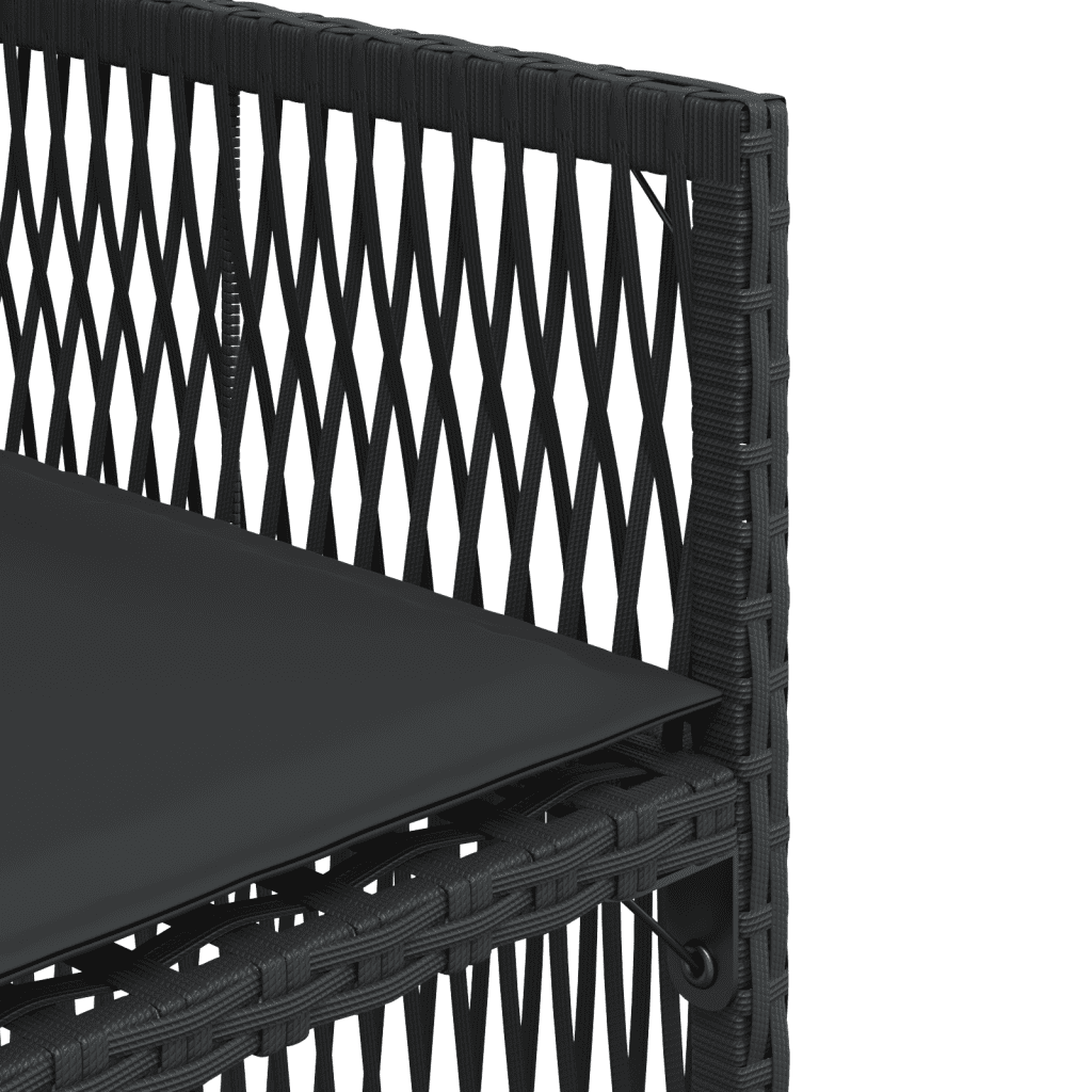 11-tlg. Garten-Essgruppe mit Kissen Schwarz Poly Rattan