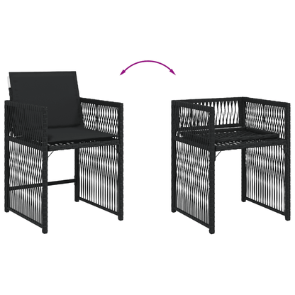13-tlg. Garten-Essgruppe mit Kissen Schwarz Poly Rattan