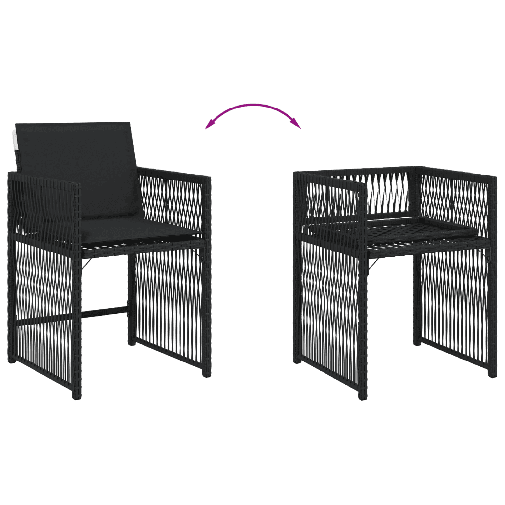 11-tlg. Garten-Essgruppe mit Kissen Schwarz Poly Rattan