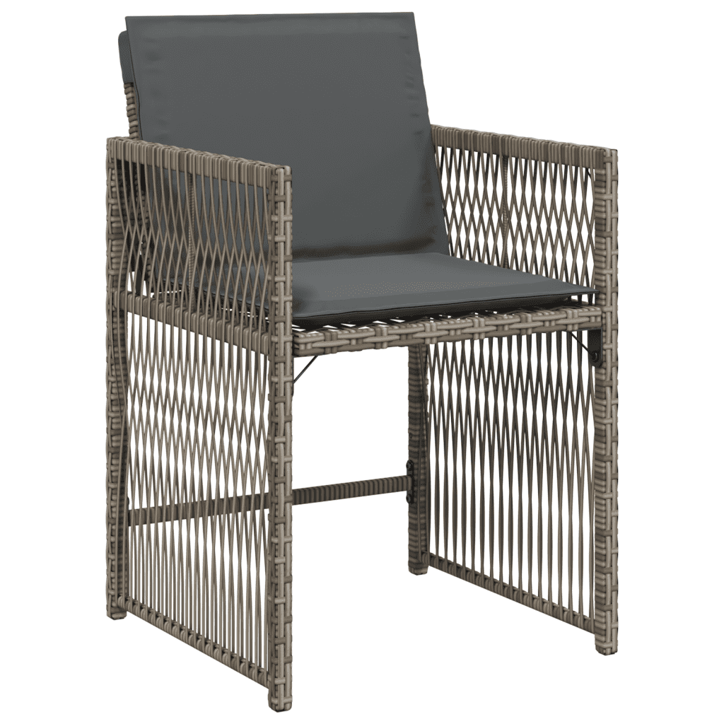 5-tlg. Garten-Essgruppe mit Kissen Grau Poly Rattan