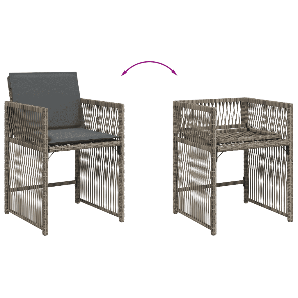 5-tlg. Garten-Essgruppe mit Kissen Grau Poly Rattan