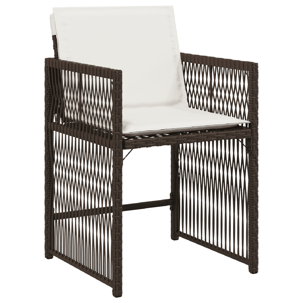 9-tlg. Garten-Essgruppe mit Kissen Braun Poly Rattan