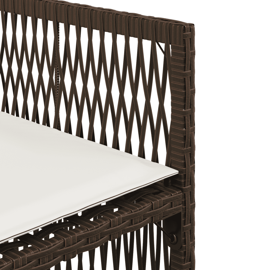 9-tlg. Garten-Essgruppe mit Kissen Braun Poly Rattan