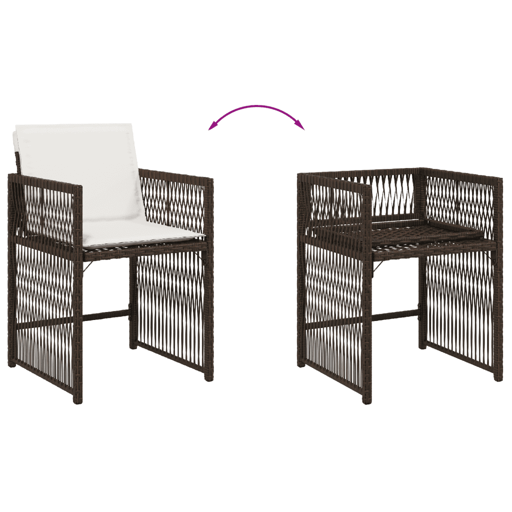 13-tlg. Garten-Essgruppe mit Kissen Braun Poly Rattan