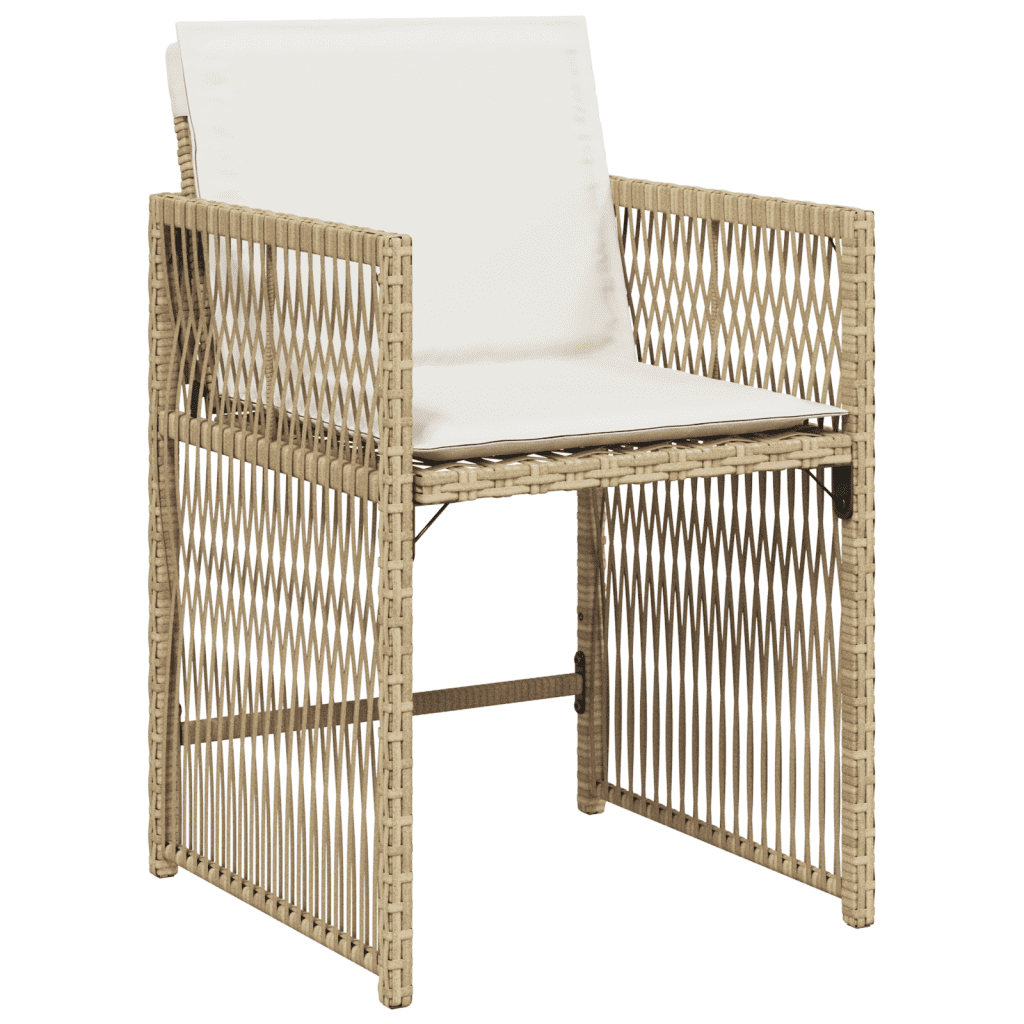 5-tlg. Garten-Essgruppe mit Kissen Beige Poly Rattan