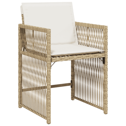 9-tlg. Garten-Essgruppe mit Kissen Beige Poly Rattan