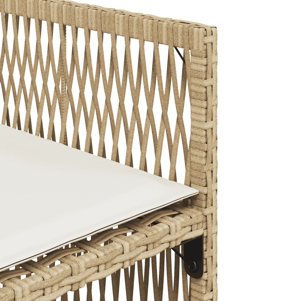 5-tlg. Garten-Essgruppe mit Kissen Beige Poly Rattan