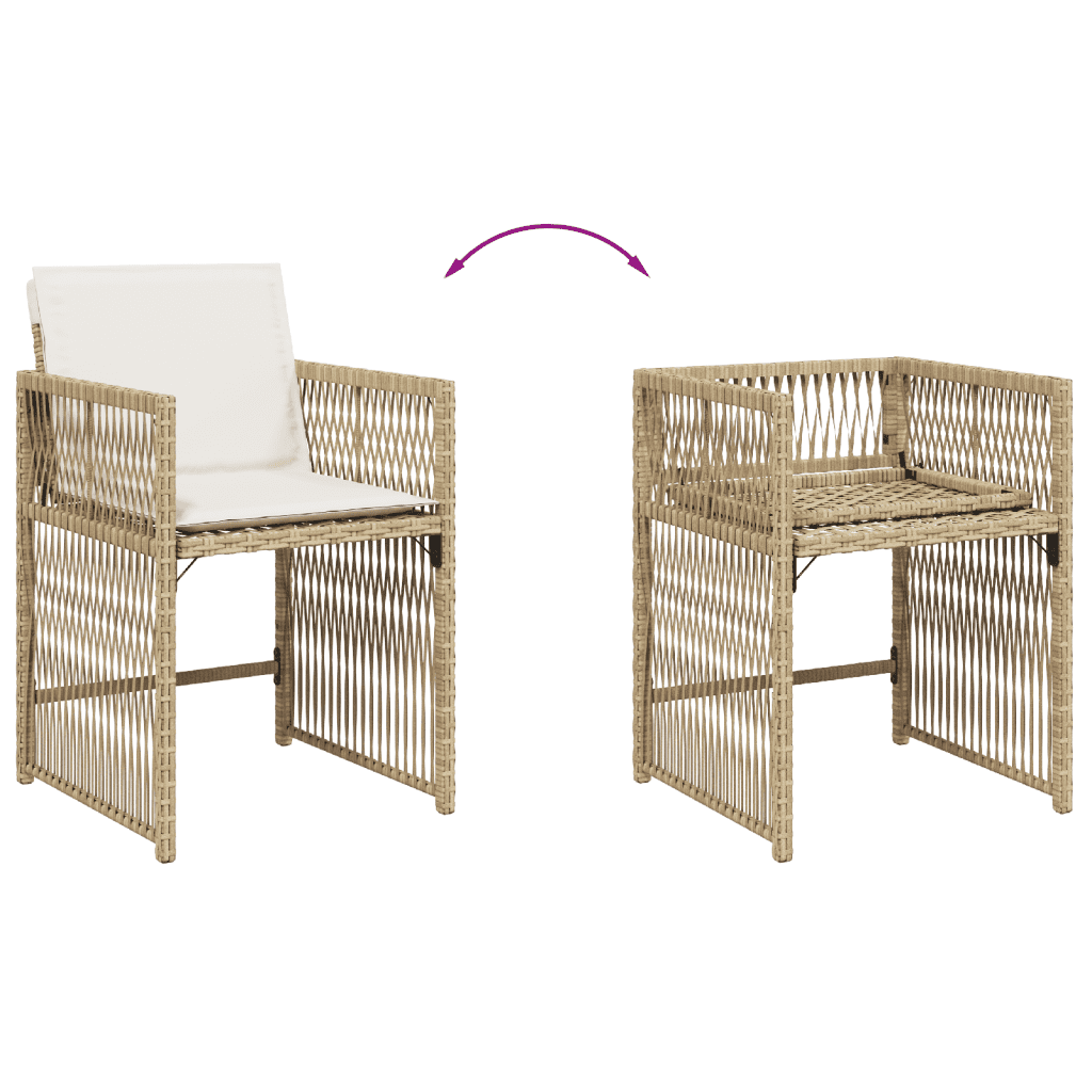 5-tlg. Garten-Essgruppe mit Kissen Beige Poly Rattan
