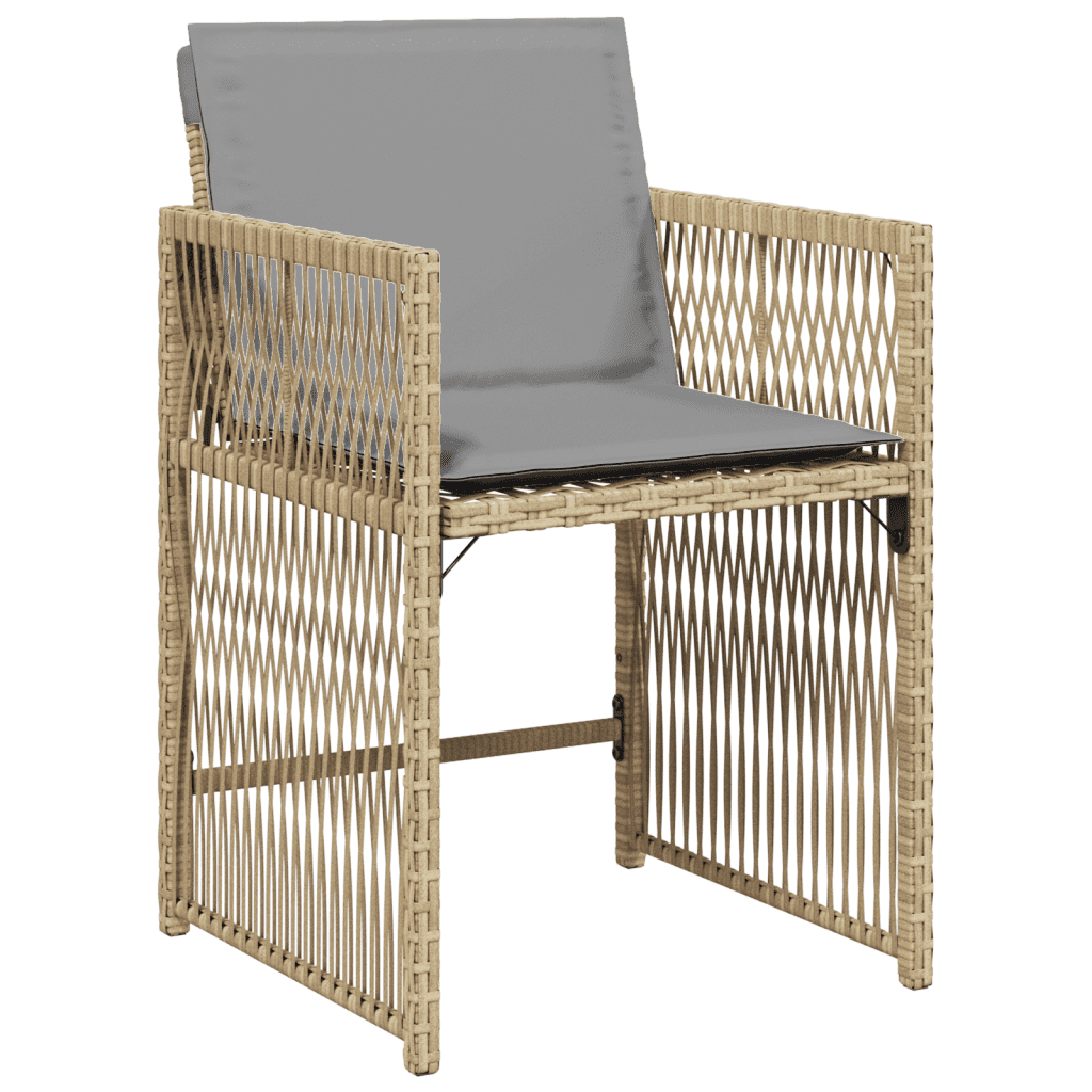 9-tlg. Garten-Essgruppe mit Kissen Beigemischung Poly Rattan