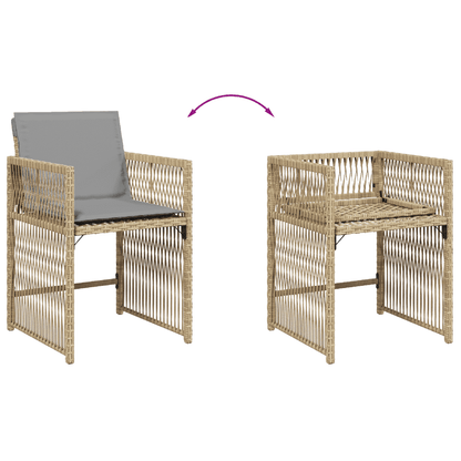 11-tlg. Garten-Essgruppe mit Kissen Beigemischung Poly Rattan