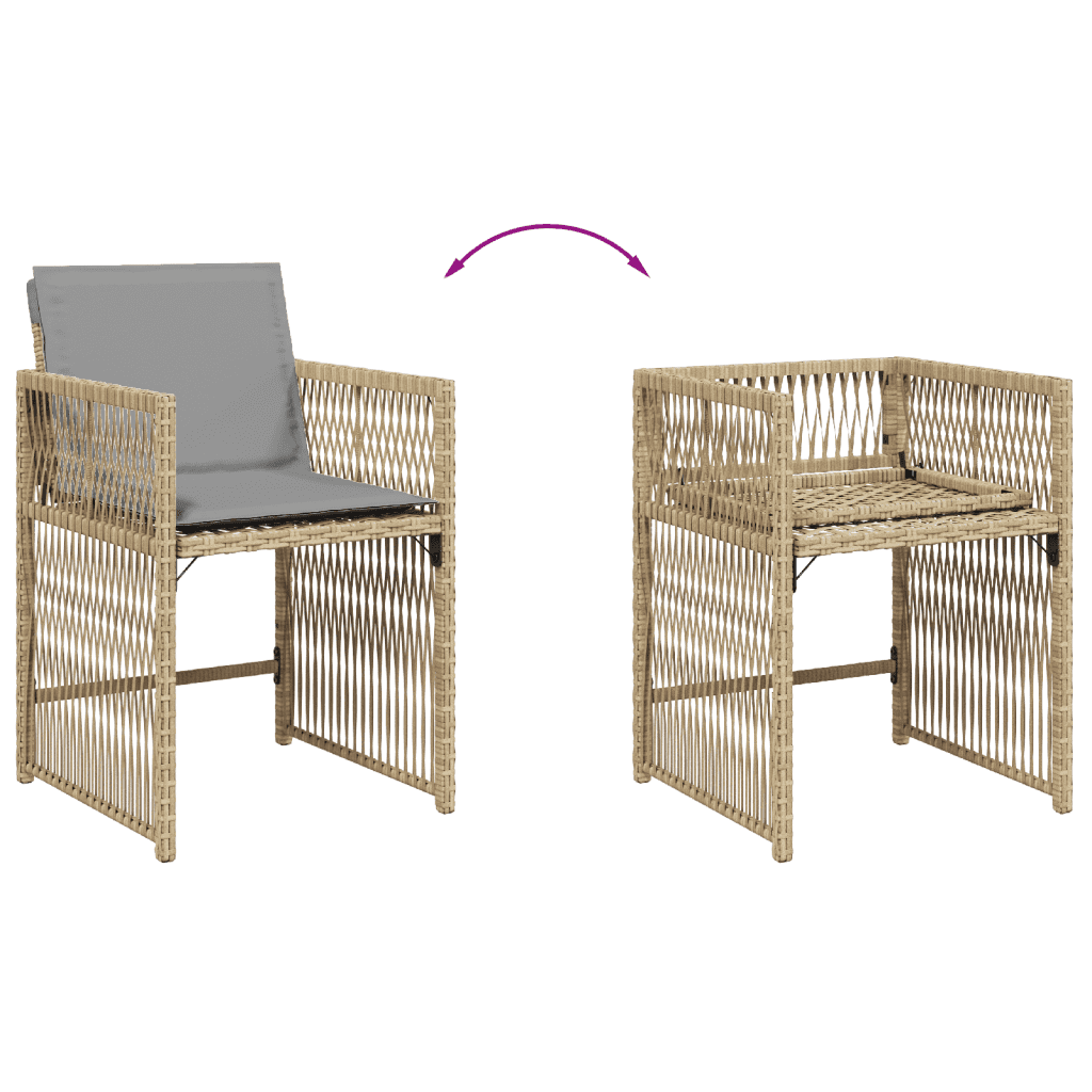9-tlg. Garten-Essgruppe mit Kissen Beigemischung Poly Rattan