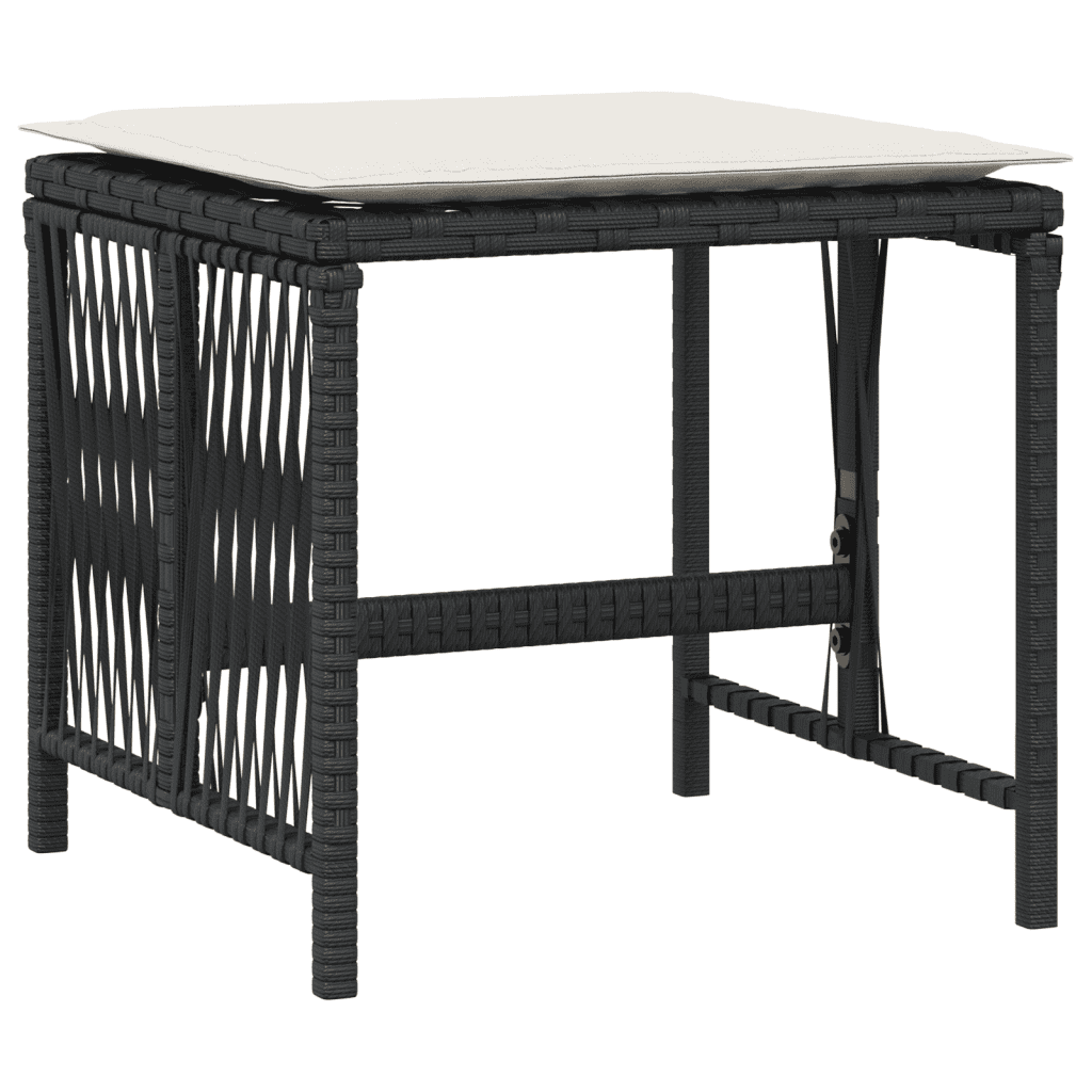 17-tlg. Garten-Essgruppe mit Kissen Schwarz Poly Rattan