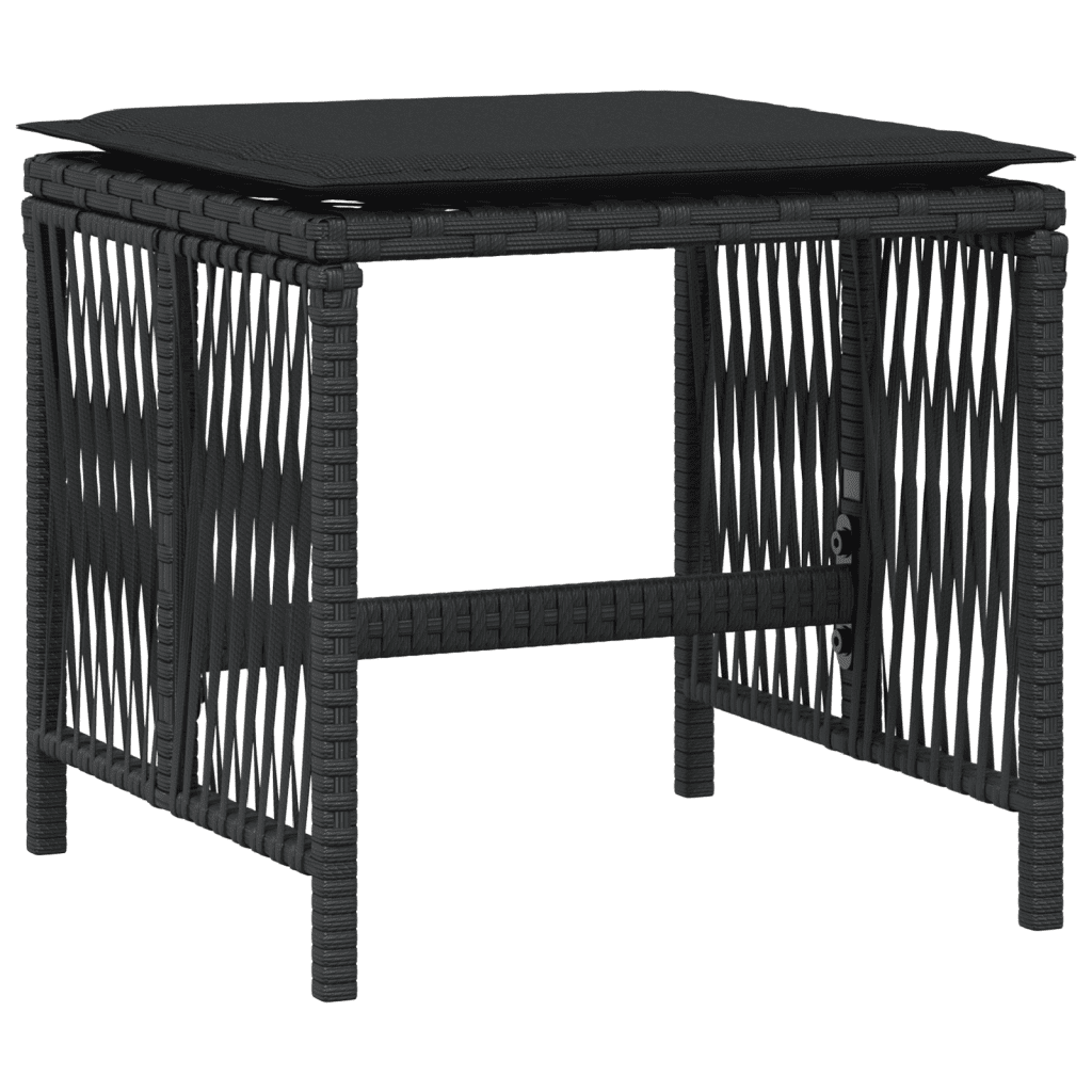 13-tlg. Garten-Essgruppe mit Kissen Schwarz Poly Rattan