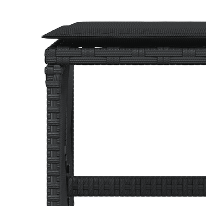 11-tlg. Garten-Essgruppe mit Kissen Schwarz Poly Rattan