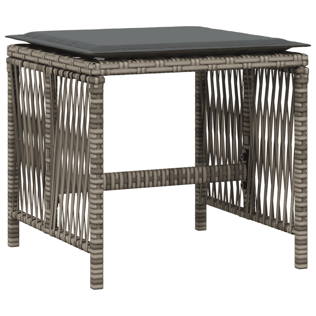 11-tlg. Garten-Essgruppe mit Kissen Grau Poly Rattan