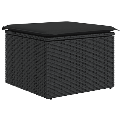 4-tlg. Garten-Sofagarnitur mit Kissen Schwarz Poly Rattan