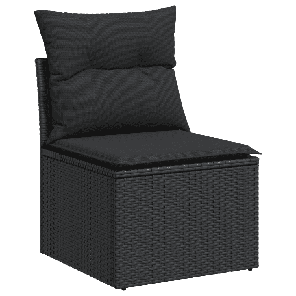 13-tlg. Garten-Sofagarnitur mit Kissen Schwarz Poly Rattan