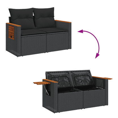 Patio Sofa Set 9-Sitzer Black