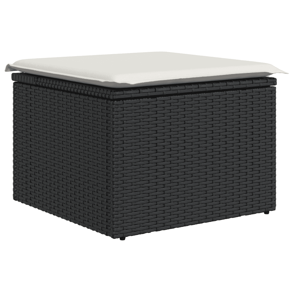 7-tlg. Garten-Sofagarnitur mit Kissen Schwarz Poly Rattan