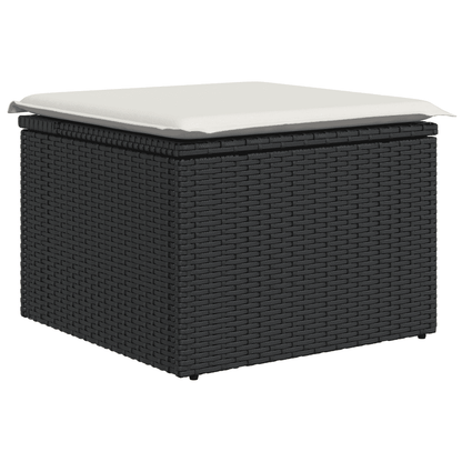 7-tlg. Garten-Sofagarnitur mit Kissen Schwarz Poly Rattan