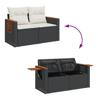 Patio Sofa Set 6-Sitzer Black and Cream