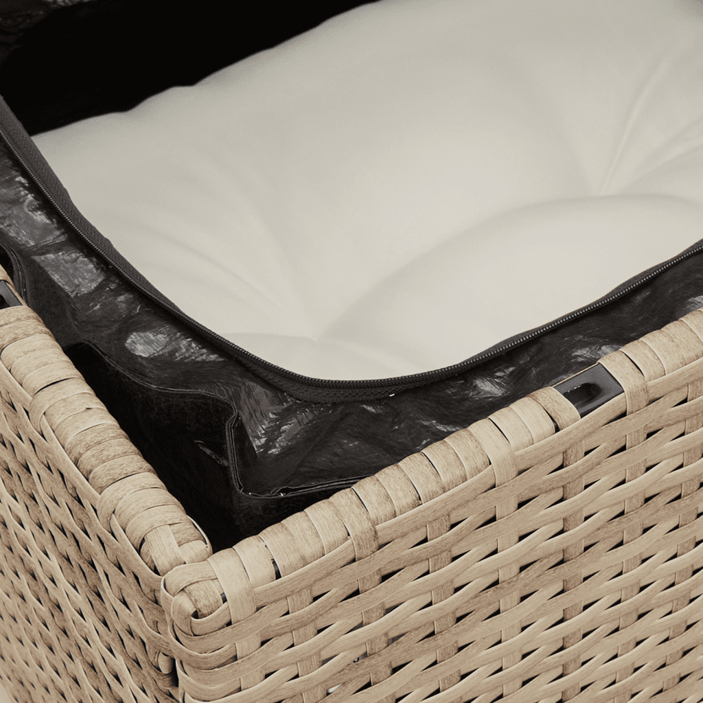3-tlg. Garten-Sofagarnitur mit Kissen Beige Poly Rattan