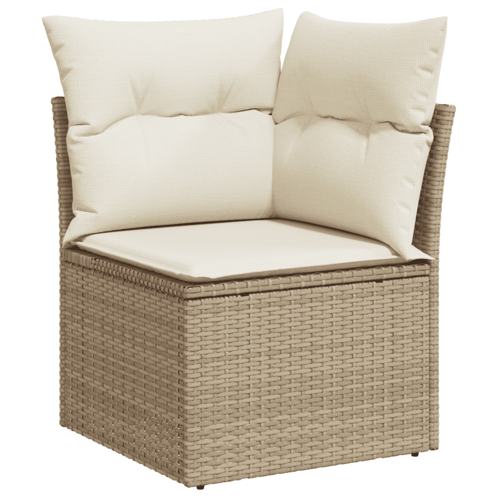3-tlg. Garten-Sofagarnitur mit Kissen Beige Poly Rattan