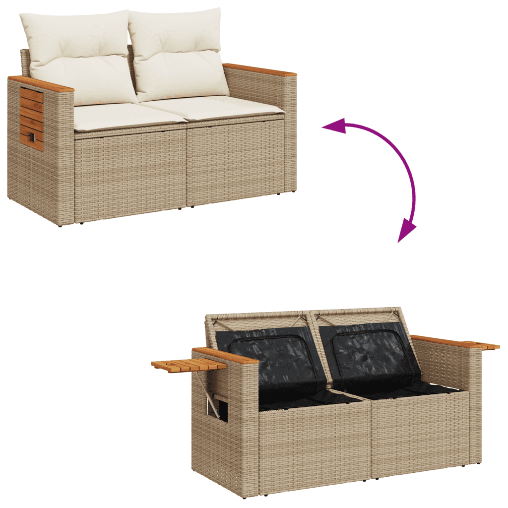 Patio Sofa Set 3-Sitzer Beige and Cream