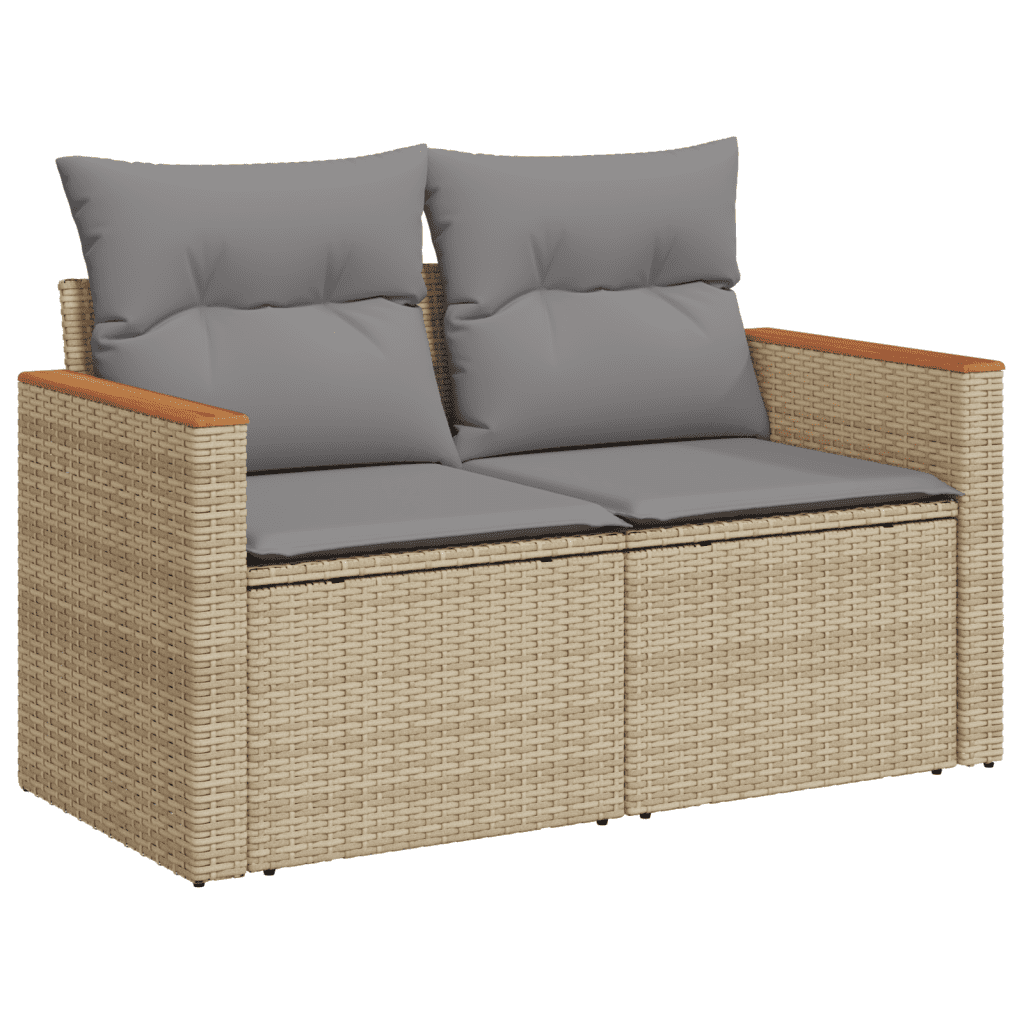 11-tlg. Garten-Sofagarnitur mit Kissen Grau Poly Rattan