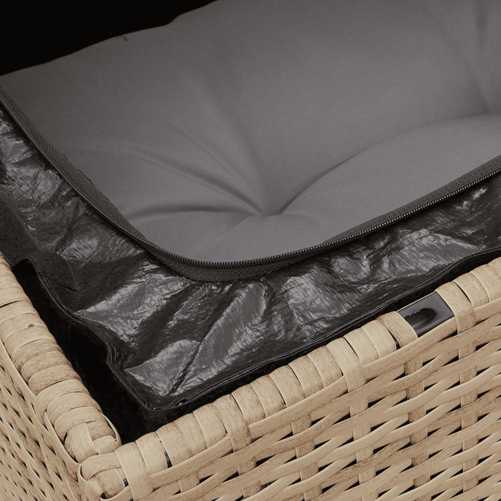 6-tlg. Garten-Sofagarnitur mit Kissen Beige Poly Rattan