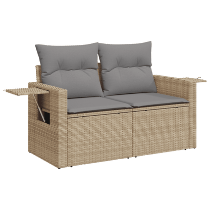 4-tlg. Garten-Sofagarnitur mit Kissen Beigemischung Poly Rattan