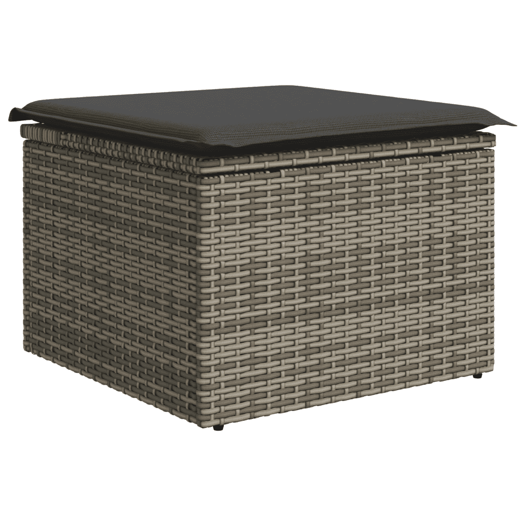 4-tlg. Garten-Sofagarnitur mit Kissen Grau Poly Rattan