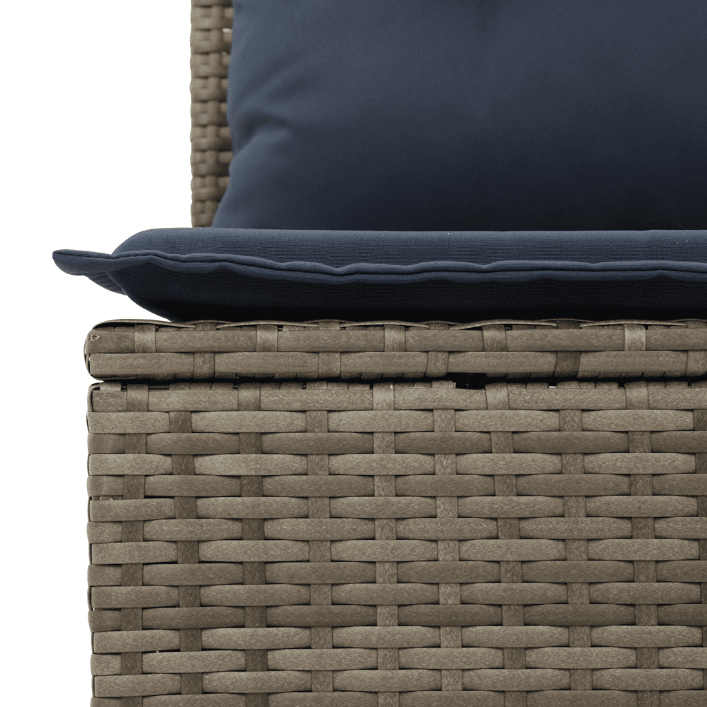 7-teiliges Gartensofa-Set mit Kissen, grau, Polyrattan