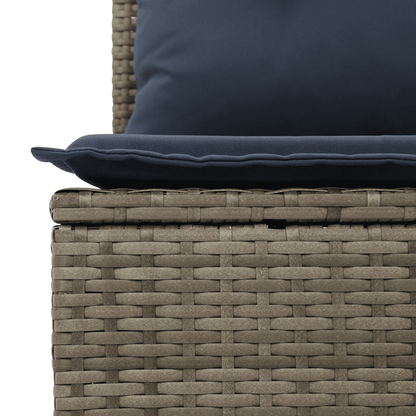 9-teiliges Gartensofa-Set mit Kissen, grau, Polyrattan