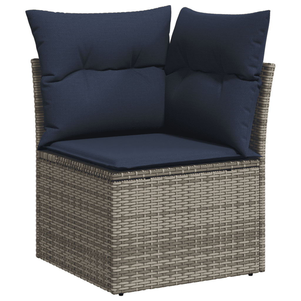 8-teiliges Gartensofa-Set mit Kissen, grau, Polyrattan